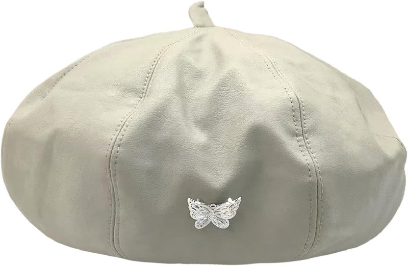 MINGSEECESS Women PU Leather French Black Beret Hat Causal Beanie Hat - Image 5